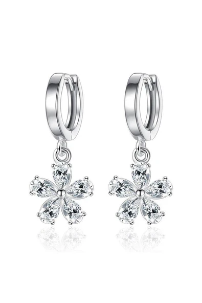 925 Ayar Kristal Taşlı Çiçek Tasarım Gümüş Kolye Küpe Seti - Resim 2