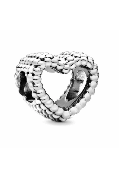 Bileklik Ve Kolye İçin Boncuklu Kalp Küresi Gümüş Kaplama Charm ürün görseli 1