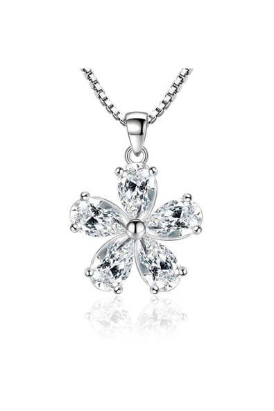 925 Ayar Kristal Taşlı Çiçek Tasarım Gümüş Kolye Küpe Seti - Resim 5