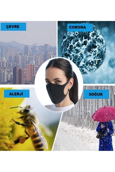 Filtre Nano Teknoloji Siyah Kalın Kumaş Yıkanabilir Yüs Virüs Maskesi - Resim 6