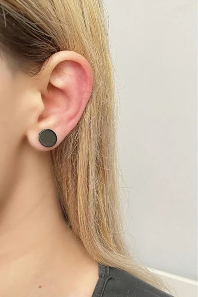 Paslanmaz Çelik Erkek Kadın Mıknatıslı Yuvarlak Manyetik Küpe 1 Adet - Resim 2