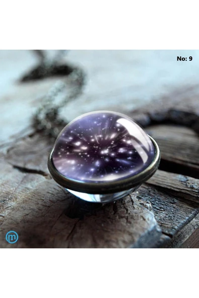 Çift Taraflı Unisex Bay Bayan Galaksi Cam Küre Kolye-no 9 ürün görseli 1