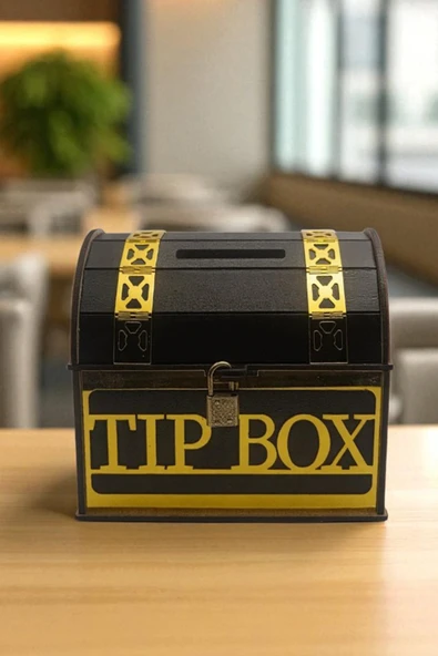 Kişiye Özel Gold Pleksi Tip Box Bahşiş Kumbarası – Dekoratif Ahşap Kumbara - Resim 2