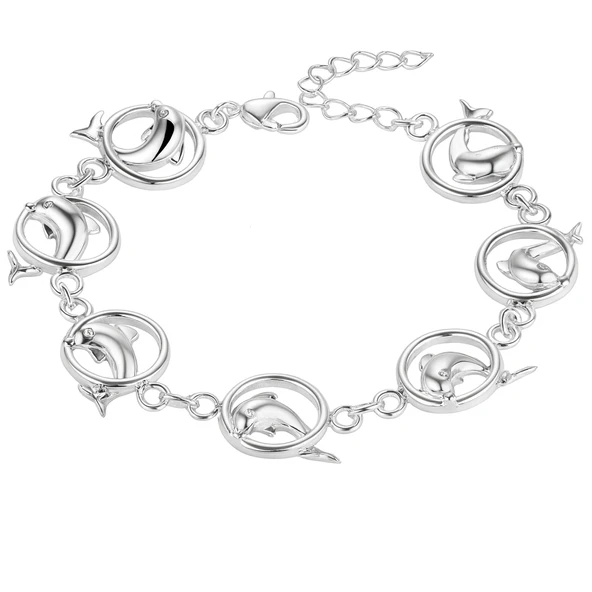 925 Ayar Gümüş Kadın Yunus Figürlü Bileklik – Zarif Hediyelik Takı ürün görseli 1