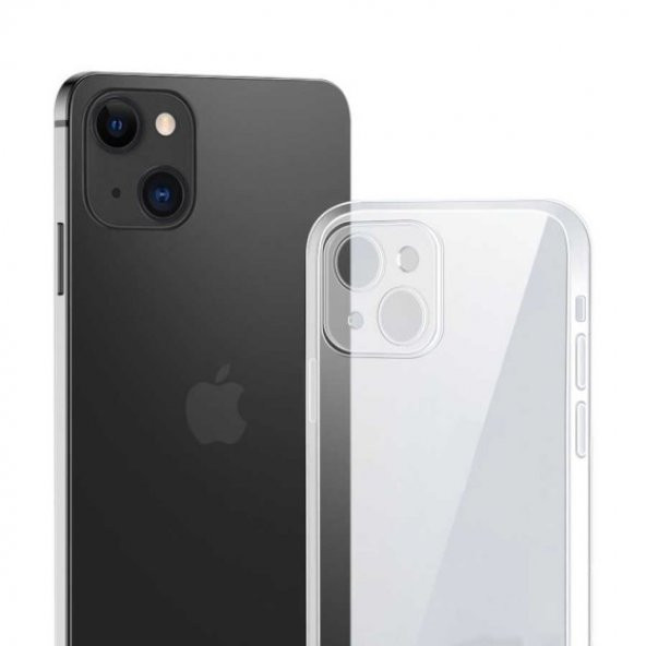 Apple iPhone 13 Kılıf Kamera Korumalı Darbe Emici 1-1 Şeffaf Kapak