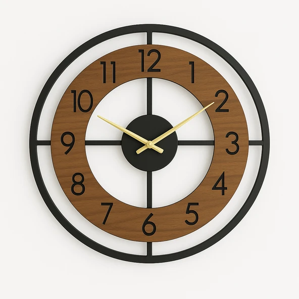 Ahşap Siyah Ceviz Desenli Sessiz Duvar Saati 40 cm Dekoratif Hediyelik ürün görseli 1