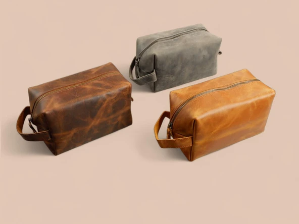 Hakiki Deri Organizer Çanta – Kişisel Bakım, Atölye, Hobi ve Seyahat Düzenleyici - Resim 3