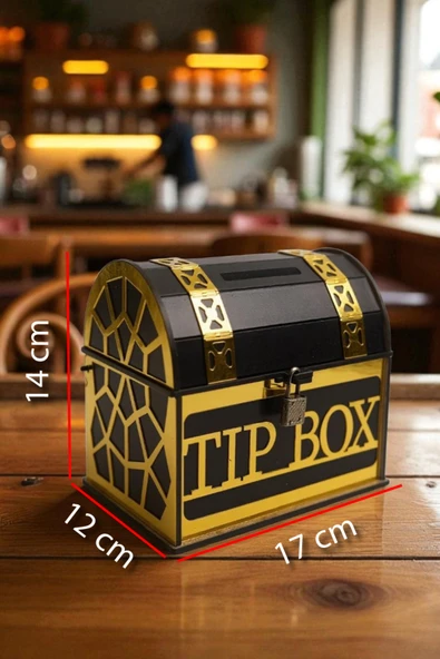 Kişiye Özel Gold Pleksi Tip Box Bahşiş Kumbarası – Dekoratif Ahşap Kumbara - Resim 4