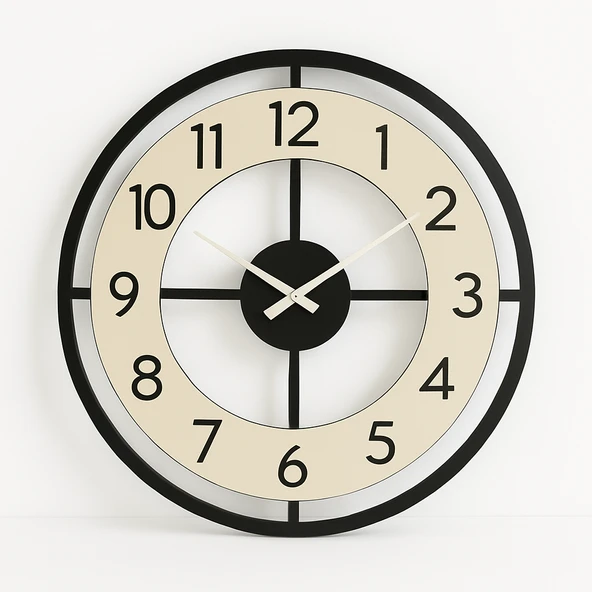 Ahşap Siyah Ceviz Desenli Sessiz Duvar Saati 40 cm Dekoratif Hediyelik - Resim 2