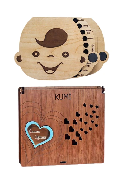 Erkek Bebek Süt Dişleri Göbek Bağı Ve Saç Saklama Anı Albüm Kutusu Bebek Hediyesi ürün görseli 1