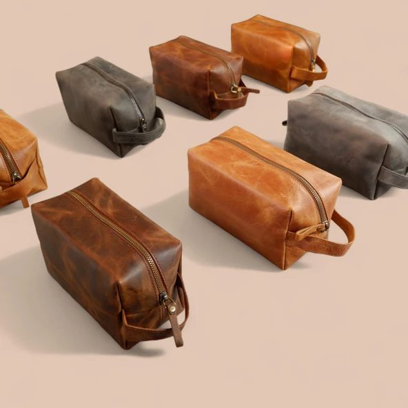 Hakiki Deri Organizer Çanta – Kişisel Bakım, Atölye, Hobi ve Seyahat Düzenleyici - Resim 2