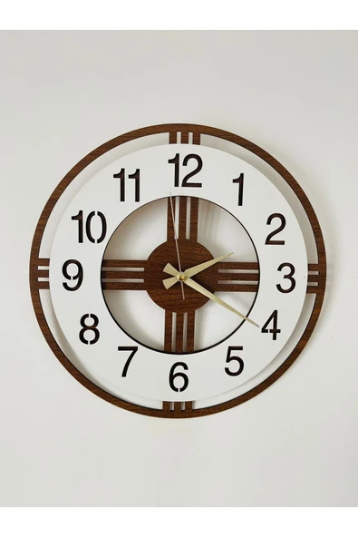 Beyaz Dekoratif Ahşap Hediyelik Sade ve Modern Duvar Saati Pilli Yuvarlak Modern TR Ahşap 40 x 40 ürün görseli 1