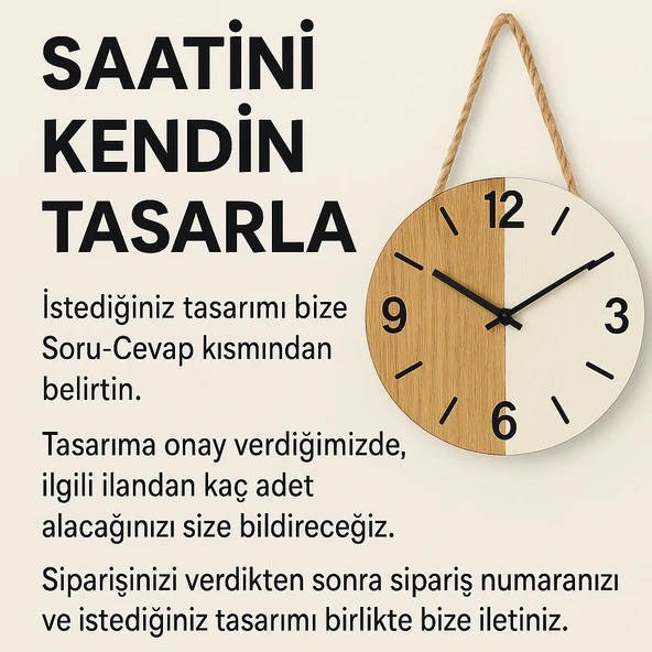 Kişiye Özel Ahşap Duvar Saati – Saatini Kendin Tasarla | İsimli, Desenli, Renkli, Pleksi Seçenekli - Resim 2
