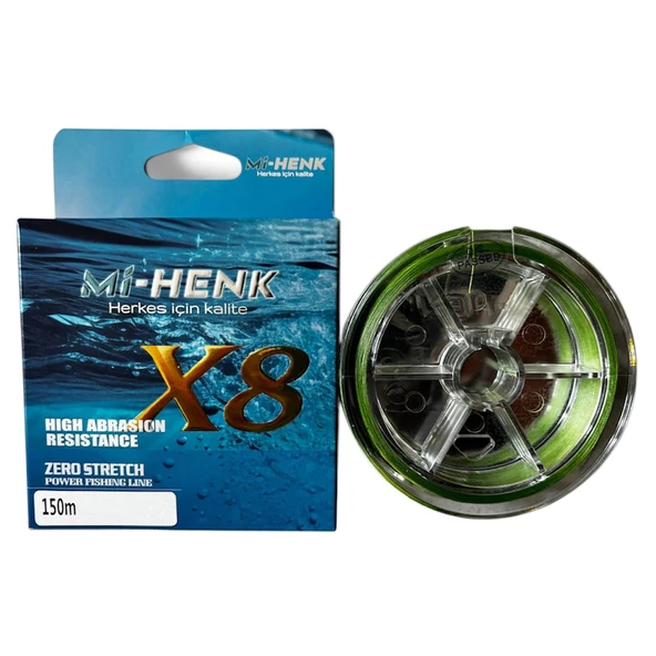 Mi-Henk 8X 150m Yeşil İp - Örgü Misina  1.0 pe 0,165 mm 9,5 kg ürün görseli 1