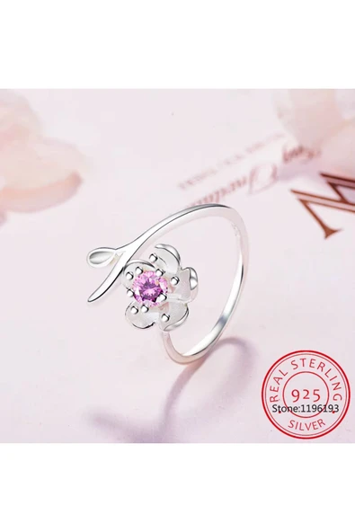 925 Ayar Gümüş 5 Yapraklı Yonca Model Boyutlanabilir Kadın Yüzük - Resim 3