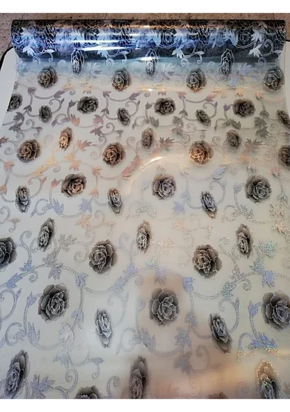 Şeffaf Masa Örtüsü 1,7 Mm 80 Cm X 160 Cm Kalın Desenli Pvc Kayma-Şeffaf-80 X 160 - Resim 2