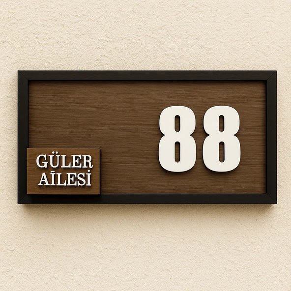Kişiye Özel Çiçekli Ahşap Kapı Numarası ve İsimlik – Dekoratif Ev Kapı Süsü - Resim 4