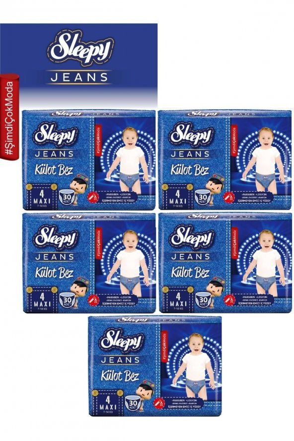 Sleepy Külot Bebek Bezi Jeans Jumbo Beden: 4 (7-14kg) Maxi 150 Adet
