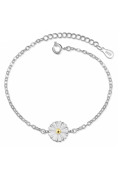 925 Ayar Ayarlanabilir Papatya Tasarım Kadın Gümüş Bileklik ürün görseli 1