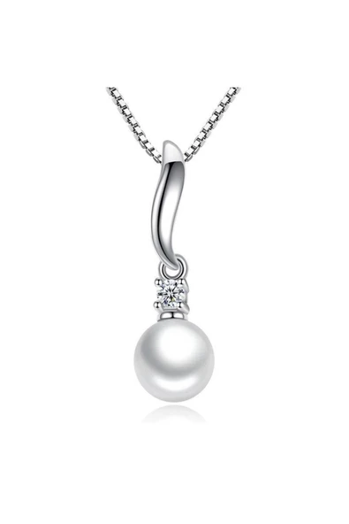 925 Ayar Inci Taşlı Gümüş Kadın Kolye Hediyelik ürün görseli 1