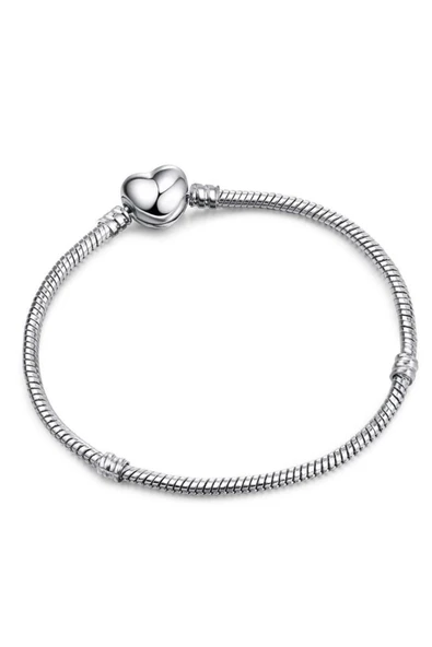 Charm Uyumlu Pave Taşlı Kalp Gümüş Kaplama Bileklik - Resim 2