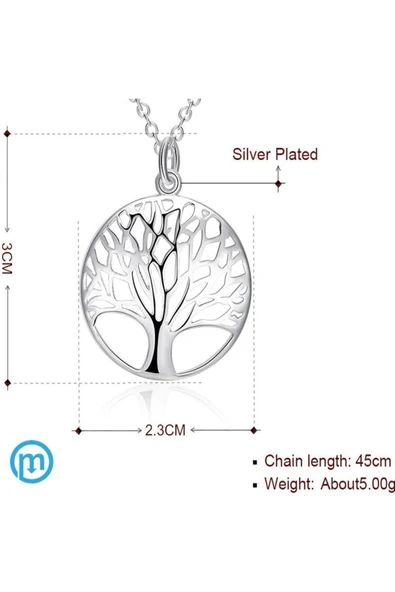925 Ayar Gümüş Hayat Ağacı Figürlü Kolye Hediyelik - Resim 3