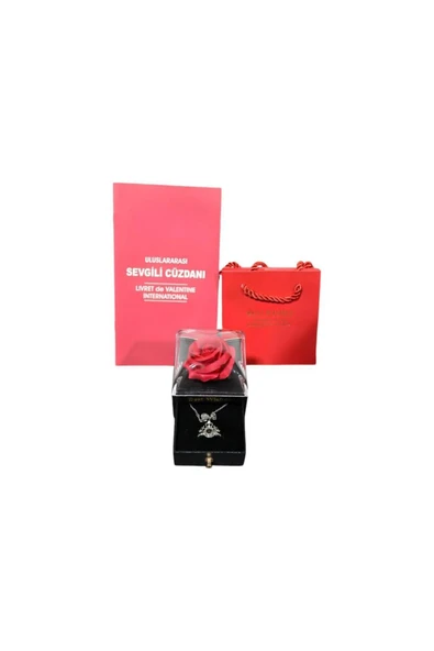 100 Dilde Seni Seviyorum Yazılı Kolye ve Yüzük Seti Sevgili Cüzdanı Sevgililer Günü Hediyelik - Resim 3