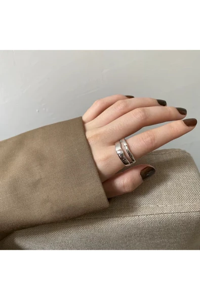 925 Ayar Gümüş Boyutlanabilir Kadın Yüzük - Resim 4