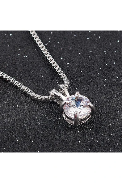 925 Ayar Gümüş Kristal Taşlı Zincirli Kolye | Şık ve Zarif Kadın Kolye Modeli - Resim 10