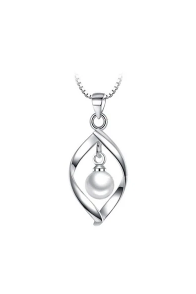 925 Ayar Inci Taşlı Gümüş Kolye Sevgiliye Hediyelik ürün görseli 1