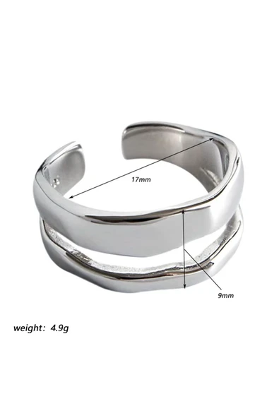 925 Ayar Gümüş Boyutlanabilir Kadın Yüzük - Resim 3