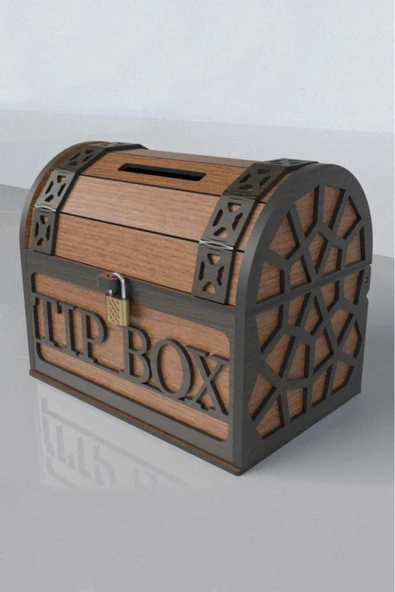 Klitli Ahşap Tip Box Bahşiş Kutusu Ve Kumbara Sandık Tipi Tipbox Hediyelik Tipbox Kumbara Seç ürün görseli 1