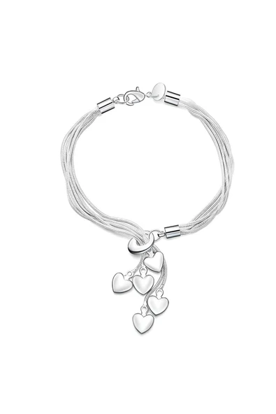 925 Ayar Gümüş Kalp Uçlu Gümüş Kadın Bileklik Sevgiliye Hediye - Resim 2