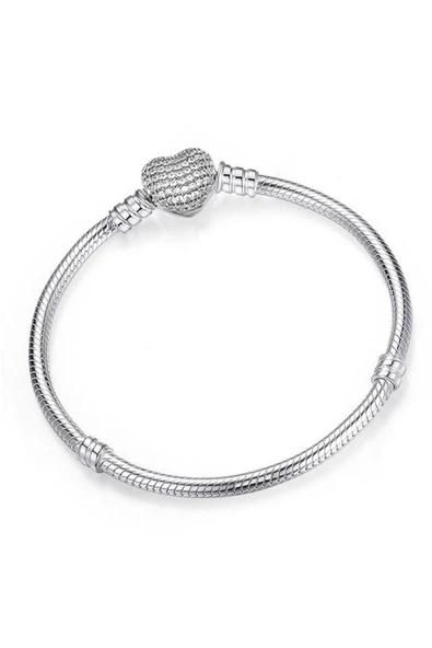 925 Ayar Charm Uyumlu Pave Taşlı Kalp Gümüş Bileklik Sevgililer Günü Hediyelik ürün görseli 1