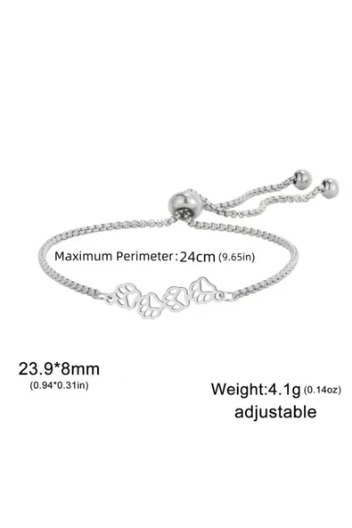 925 Ayar Gümüş Kedi Patisi Figürlü Ayarlanabilir Kadın Bileklik Zincir Bilezik - Resim 2