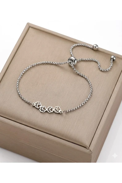 925 Ayar Gümüş Kedi Patisi Figürlü Ayarlanabilir Kadın Bileklik Zincir Bilezik - Resim 6