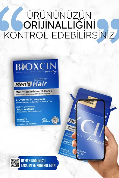 Bioxcin Mens Hair 30 Tablet - L Arginin Biotin Saw Palmetto L Carnitine Çinko L Sistein Keratin Bakır Iyot. - Resim 8