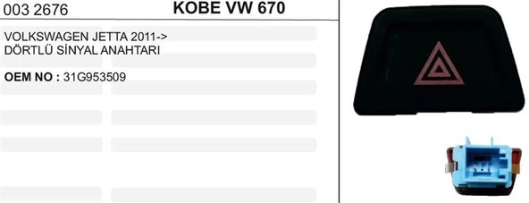 KOBE DORTLU FLAŞÖR ANAHTARI VW.JETTA 2011-> ürün görseli 1