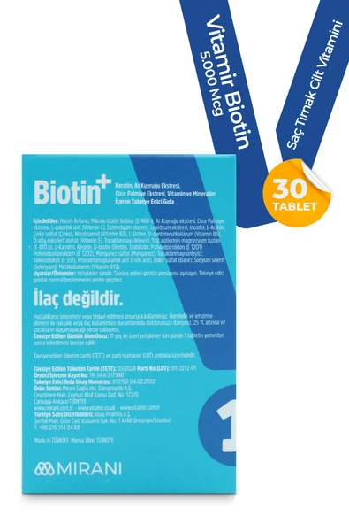 Biotin 5.000 Mcg Saç Tırnak Cilt Vitamini 30 Tablet SKT: 8/2026 - Resim 3