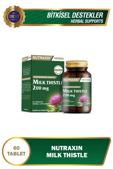 Nutraxin Milk Thistle 200 Mg 60 Tablet - Deve Dikeni Ekstresi ürün görseli 1