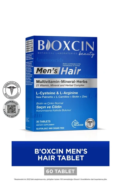 Bioxcin Mens Hair 30 Tablet - L Arginin Biotin Saw Palmetto L Carnitine Çinko L Sistein Keratin Bakır Iyot. ürün görseli 1