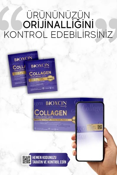 Bioxcin Beauty Collagen Toz 30 Saşe X 10.000 Mg Tip 1 - Tip 3 Hidrolize Kolajen - Keratin - Resim 8