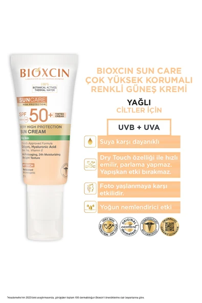 Bioxcin Sun Care Spf 50 Çok Yüksek Korumalı Renkli Güneş Kremi 50 ml Karma Ve Yağlı Cilt Tinted - Resim 4