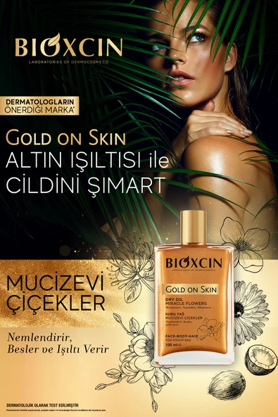 Gold On Skin Altın Parıltılı Kuru Yağ Saç Yüz Vücut Yağ Sprey 100 ml (Nemlendirir, Işıltı Verir) - Resim 7