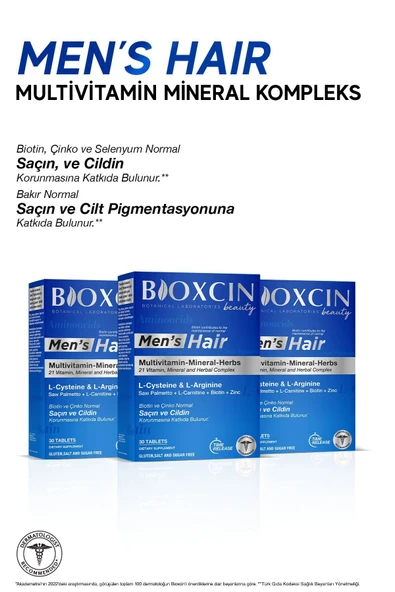 Bioxcin Mens Hair 30 Tablet - L Arginin Biotin Saw Palmetto L Carnitine Çinko L Sistein Keratin Bakır Iyot. - Resim 6