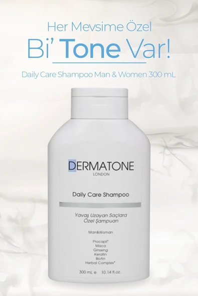 DERMATONE Daily Care Shampoo For Slow Growing Hair | Yavaş Uzayan Saçlara Özel Şampuan Peru Ginsengi - Resim 2