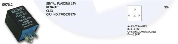 ÜNÜVAR SİNYAL FLAŞÖRÜ RENAULT CLIO 12V (7700638976) ürün görseli 1
