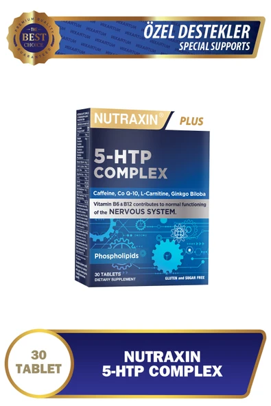 Nutraxin 5-HTP Complex 30 Tablet–Serotonin Desteği, B6 & B12 Vitaminli, Ginkgo Biloba ve Koenzim Q10 İçerikli ürün görseli 1