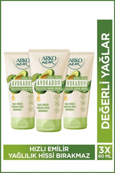 Arko Nem Besleyici Bakım Kremi Avokado 3x60 Ml ürün görseli 1