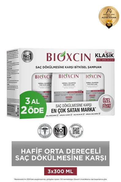Bioxcin Genesis Şampuan 3x300 ml (Saç Dökülme Karşıtı, Kuru Normal Saçlar İçin) ürün görseli 1